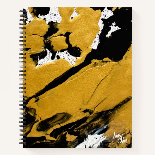 SPWW点火ソウルブラック&金ゴールド抽象芸術スパイラル ノートブック (正面)