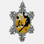 SPWW点火ソウルブラック&金ゴールド抽象芸術 スノーフレークピューターオーナメント (左)