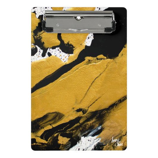 SPWW点火ソウルブラック&金ゴールド抽象芸術 ミニクリップボード (正面)