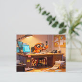 Spy Crab Coordinating Mission Work At Desk ポストカード (スタンド正面)