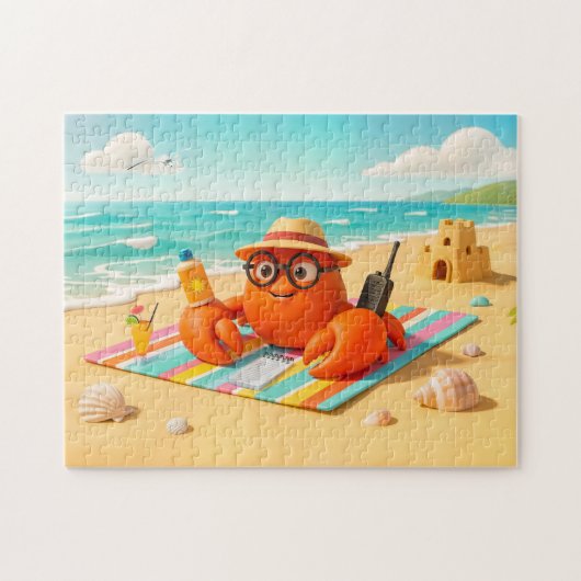 Spy Crab Relaxing On Beach With Mission Gear ジグソーパズル (横)