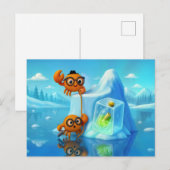 Spy Crabs Climbing Iceberg For Secret Message ポストカード (正面/裏面)
