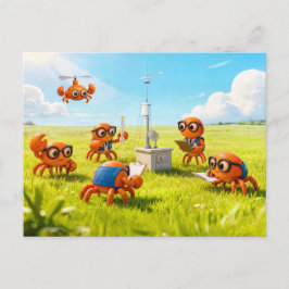 Spy Crabs Learning How Weather Station Works ポストカード