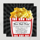 Sq.映画夜ポップコーンのカスタムなパーティの招待状 招待状 (正面/裏面)