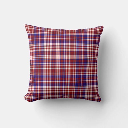 Sq.Plaid枕,赤 – 白 – 青コレクション01 クッション (正面)