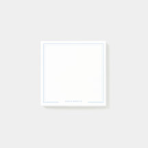 Sqaure Simple Dusty Blue Border Name Stationery