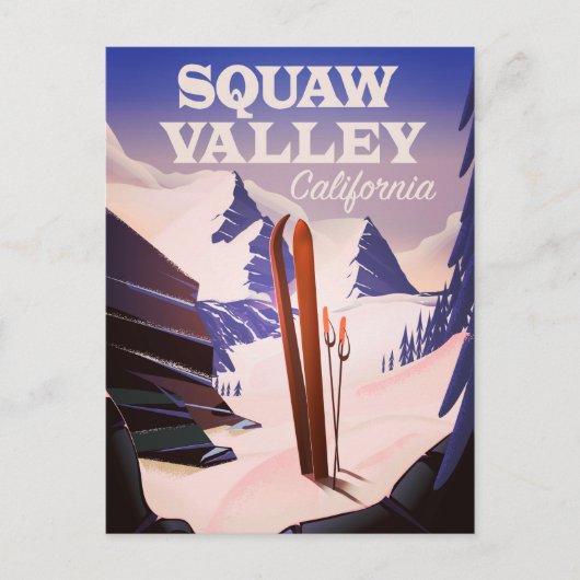 Sqaw Valley California旅行ポスター。 ポストカード (正面)