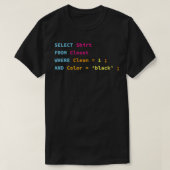 SQLおもしろいプログラマ用SQLデザインDBAおよびDB ad Tシャツ (デザイン正面)