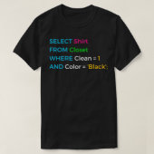 SQLおもしろいプログラマ用SQLデザインDBAおよびDB ad Tシャツ (デザイン正面)