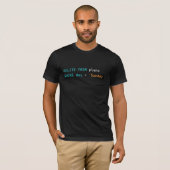 SQLで日曜日の予定を削除 コード系ユーモア Tシャツ (正面フル)