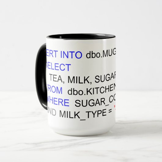 SQLのプログラミングの茶マグ マグカップ (正面左)