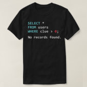 SQLクエリSQLおもしろいデータベース管理者プログラマ Tシャツ (デザイン正面)