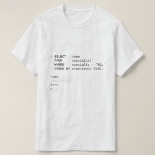 SQL Database Specialist:ジョン Tシャツ