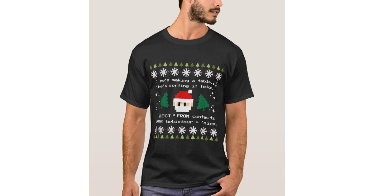 SQL Santa Clausデータベース句の開発者コードDB Tシャツ | Zazzle.co.jp