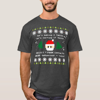 SQL Santa Clausプログラマコードコーディングコーダプン Tシャツ