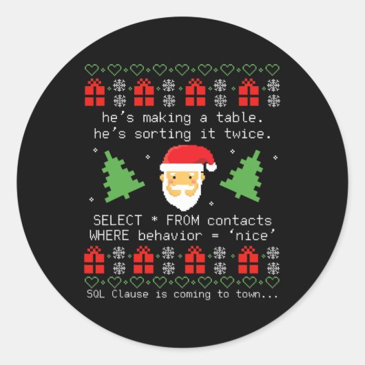 Sql Santa Claus Datase Clause Developer Code Db Pr ラウンドシール (正面)