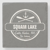 Squam湖NHの名前入りな町、名前およびいかり ストーンコースター (正面)