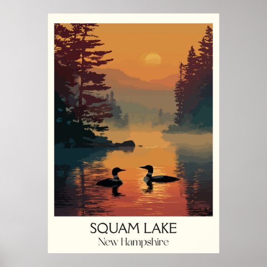 Squam Lake New Hampshire Sunset ポスター (正面)