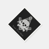 SquareおよびCompass with Insetスカル スタンダードカクテルナプキン (角)