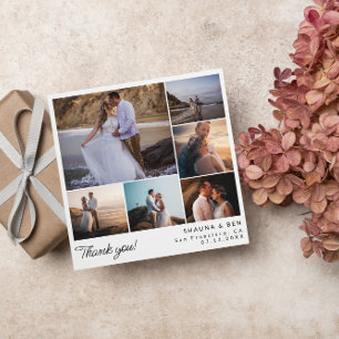 Squareのモダン写真結婚コラージュありがとう サンキューカード
