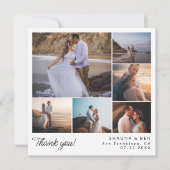 Squareのモダン写真結婚コラージュありがとう サンキューカード (正面)