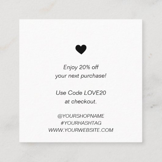 Squareモダン Business Thank You For Order Insert スクエア名刺 (裏面)