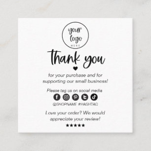 Squareモダン Business Thank You For Order Insert スクエア名刺