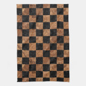 SQUARE1黒い大理石及びブラウンの石 キッチンタオル (縦)