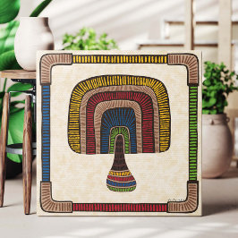 Square Abstract Mushroom キャンバスプリント