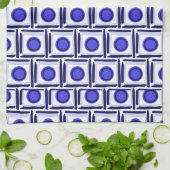 Square and Blue Dot Tea Towel キッチンタオル (折り畳み)