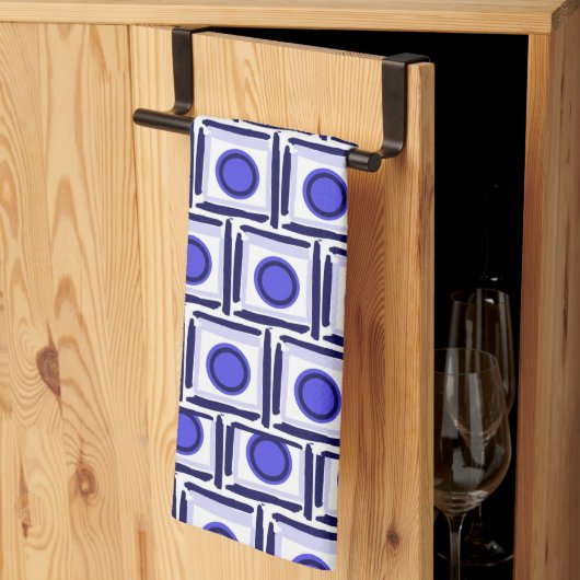Square and Blue Dot Tea Towel キッチンタオル (三つ折り)