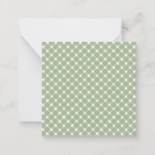 Square Basic Gingham Sage Green Border ノートカード (裏面)