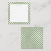 Square Basic Gingham Sage Green Border ノートカード (正面/裏面)