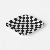 Square Black and White Checker Party Paper Plates ペーパープレート (傾斜あり)