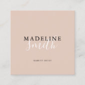 Square Boho Beige Script QR code スクエア名刺 (正面)