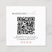 Square Boho Beige Script QR code スクエア名刺 (裏面)