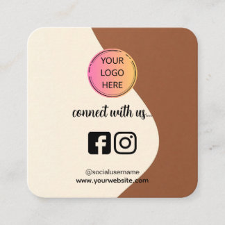 Square Business Card – Coffee Tone QR Design コーリングカード