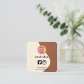 Square Business Card – Coffee Tone QR Design コーリングカード (スタンド正面)