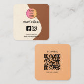 Square Business Card – Coffee Tone QR Design コーリングカード (正面/裏面)