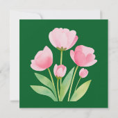 Square Card with Watercolor Tulips on Green (裏面)