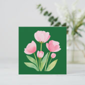Square Card with Watercolor Tulips on Green (スタンド正面)