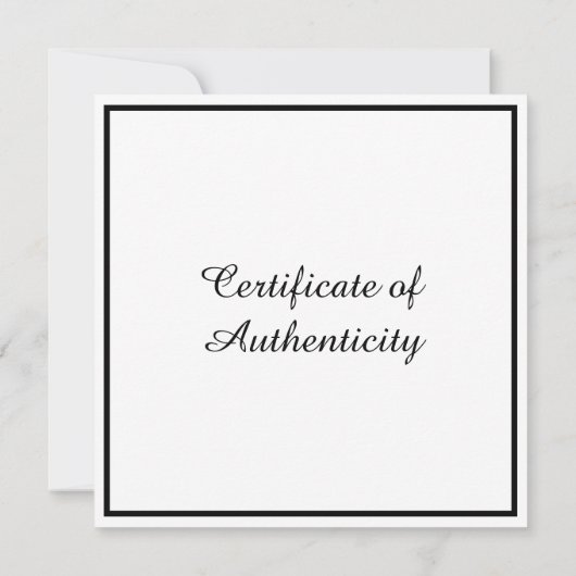 Square Certificate of Authenticityテンプレート写真 招待状 (裏面)