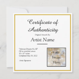 Square Certificate of Authenticity Art Photo 招待状