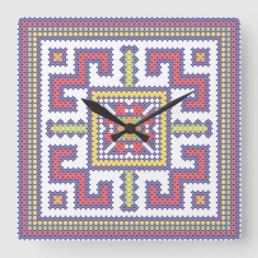 Square Cross Stitchパターン スクエア壁時計 (正面)