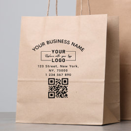 Square Custom Business Logo Qr Code & Address  ラバースタンプ