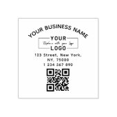 Square Custom Business Logo Qr Code & Address  ラバースタンプ (インプリント)