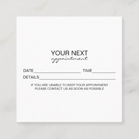 Square Custom Salon Appointment Card スクエア名刺 (裏面)