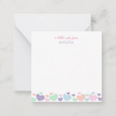 Square Cute Colorful Heart Girly Script Stationary ノートカード (正面)