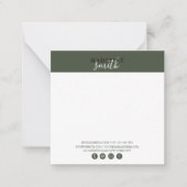 Square Dark Green Script Flat Note Card ノートカード (正面)