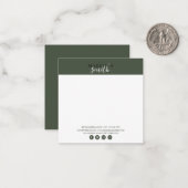 Square Dark Green Script Flat Note Card ノートカード (正面/裏面インサイチュ)